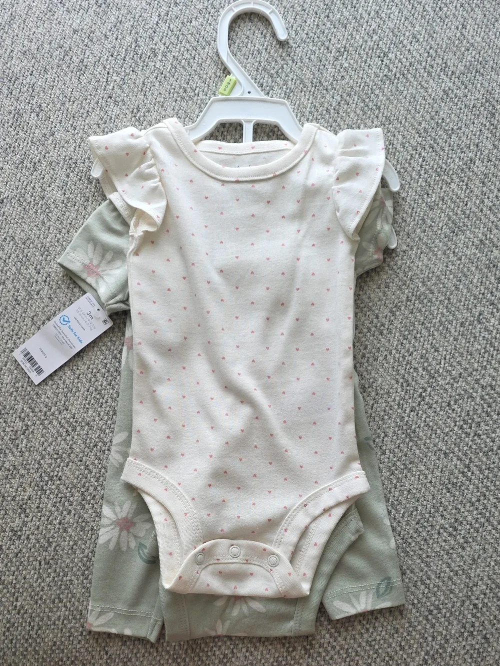 Carter's Mint Green Floral Baby Onesie Set with Pink Accents